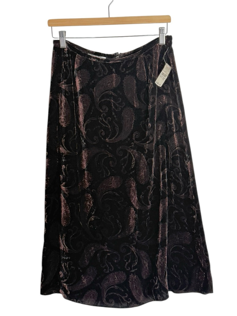Talbots vintage velvet midi skirt paisley plum/black 12P  NWT